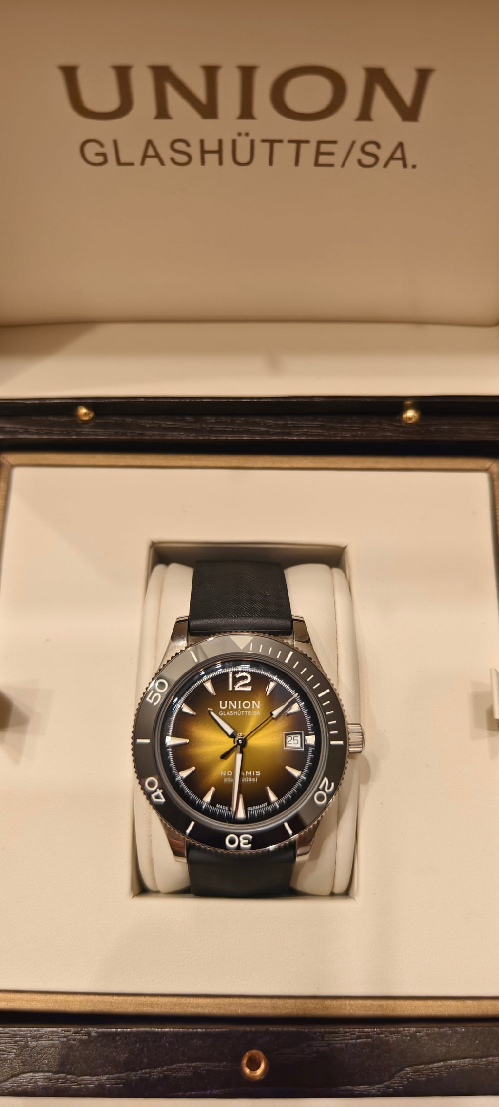 Union Glashütte Noramis Gelb/Bronze "WIE NEU"