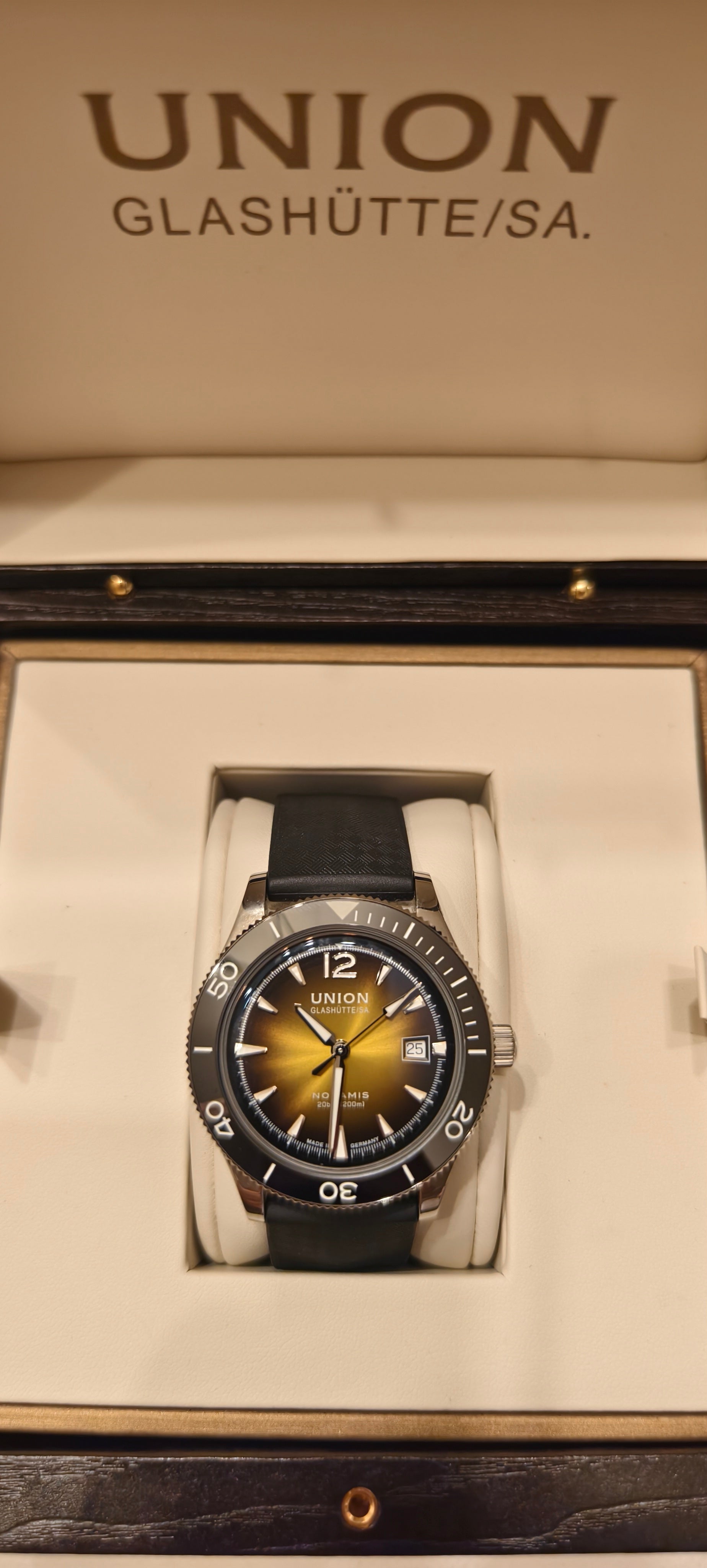 Union Glashütte Noramis Gelb/Bronze "WIE NEU"