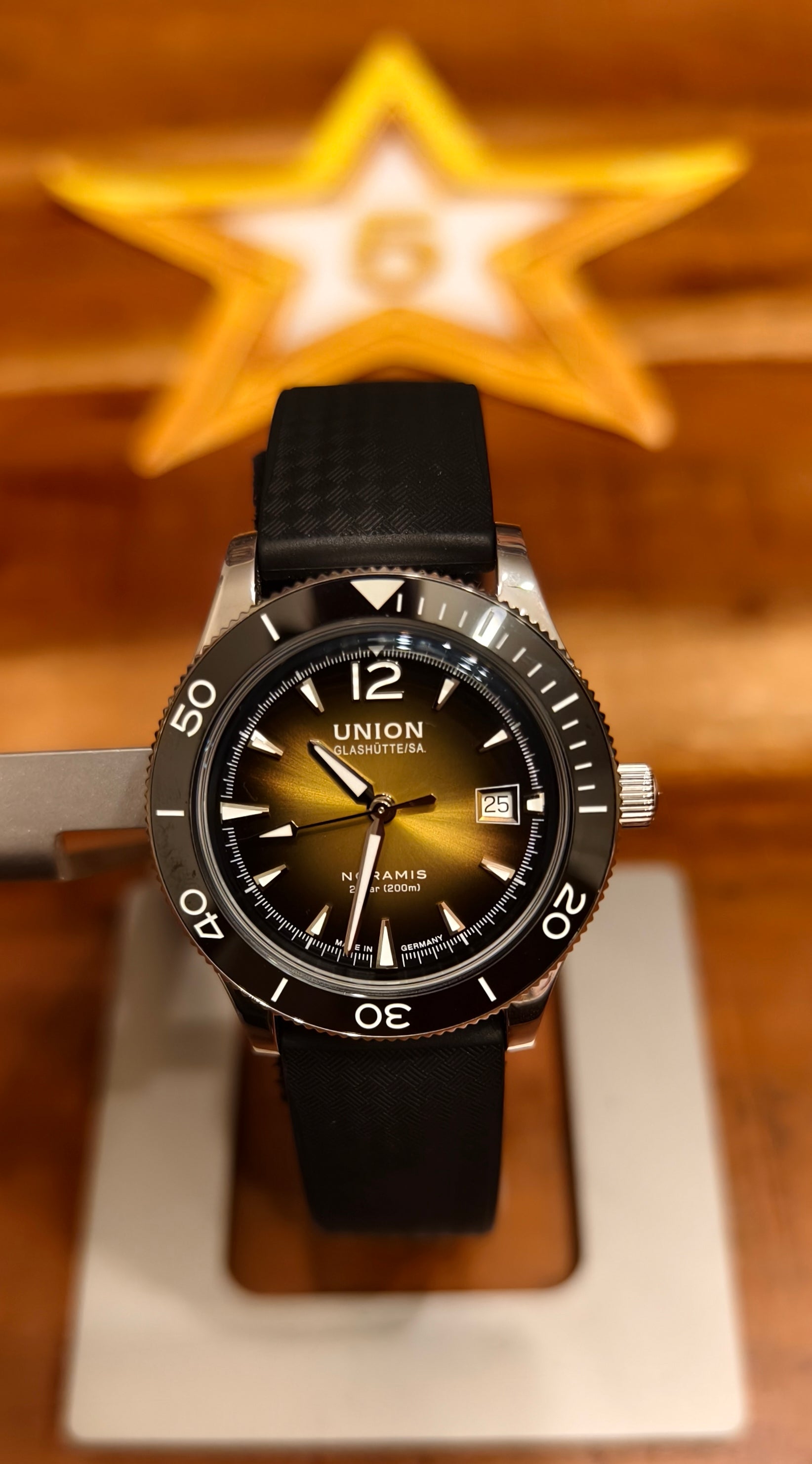 Union Glashütte Noramis Gelb/Bronze "WIE NEU"