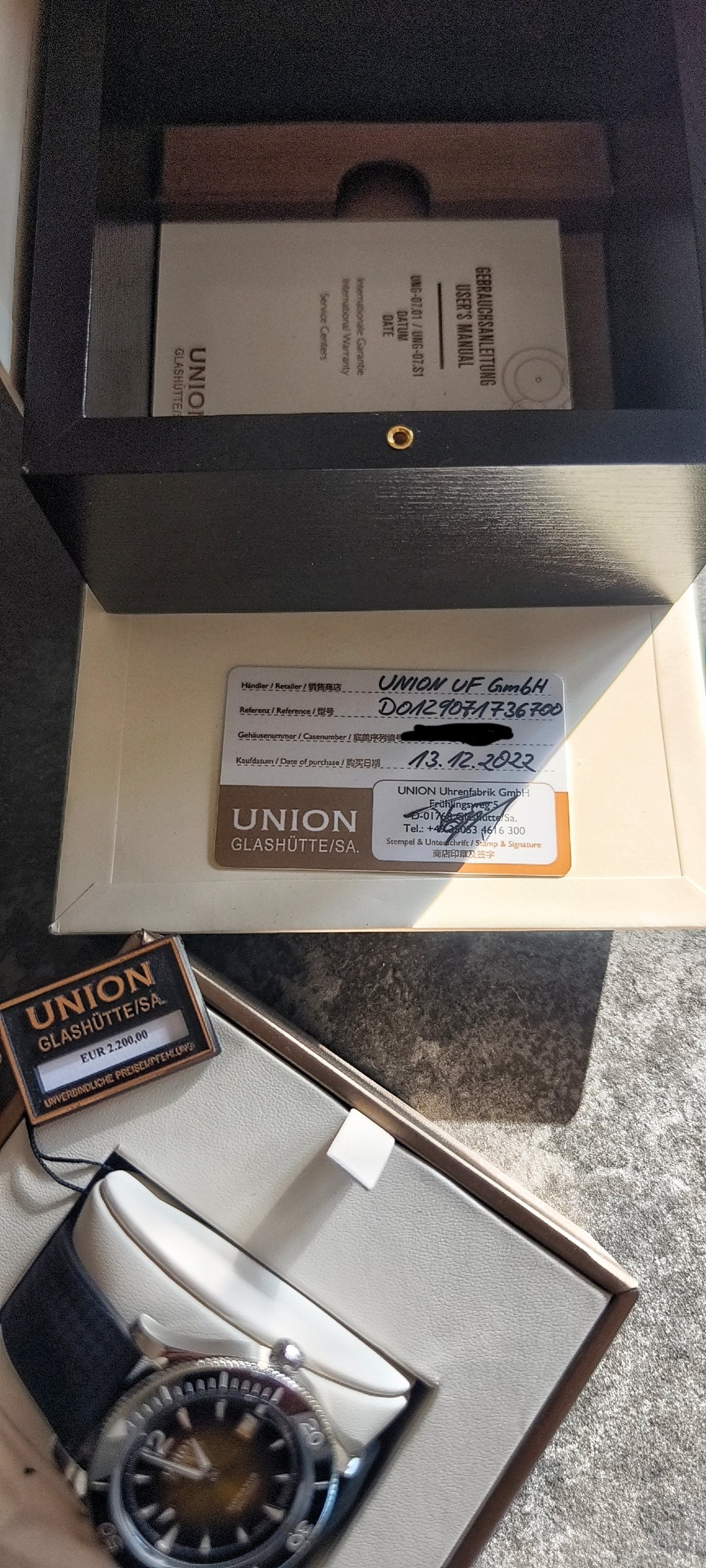 Union Glashütte Noramis Gelb/Bronze "WIE NEU"