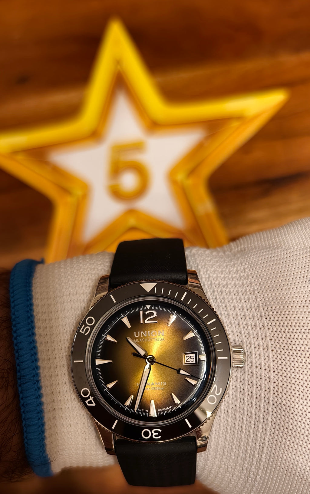 Union Glashütte Noramis Gelb/Bronze "WIE NEU"